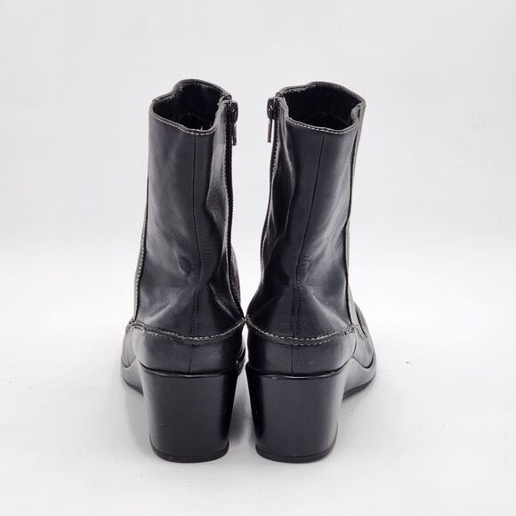 Kenneth Cole Reaction Y2K Mrs. Big Leather Wedge Heel Ankle Booties Size 7.5 - Picture 6 of 10